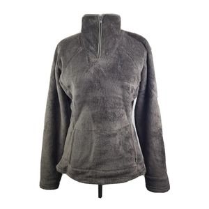 The North Face Fleece Jacket 1/4 Zip‎ Pullover Womens Medium Brown Fuzzy Soft